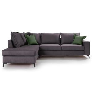 Corner sofa Boston with dark gray textile fabric 290x235x95cm