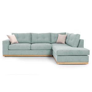 Corner sofa Boston with light green textile fabric 280x225x90cm