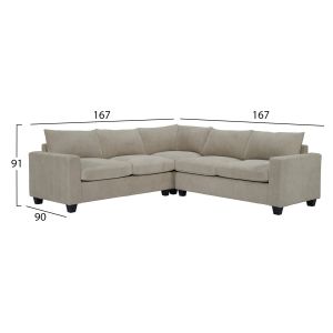 Ъглов диван Calder Hm3286.03 бежов плат 254x254x90 (седалка)x91всм.