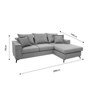 Corner sofa Fabulous reversible fabric in dark gray 240x165x95cm
