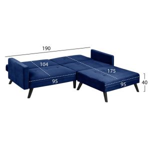 Corner sofa Livia with stool blue velvet Hm3151.08