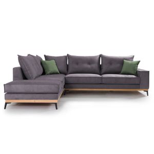Corner sofa Luxury Ii Fabric with dark gray textile fabric 290x235x95cm
