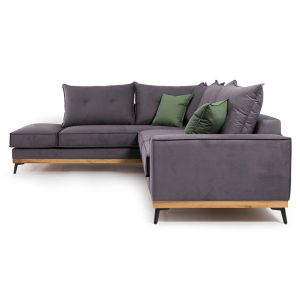 Corner sofa Luxury Ii Fabric with dark gray textile fabric 290x235x95cm