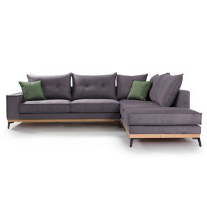 Corner sofa Luxury Ii Fabric with dark gray textile fabric 290x235x95cm