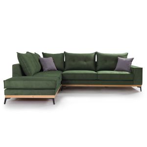 Corner sofa Luxury Ii with textile fabric, cypress color 290x235x95cm