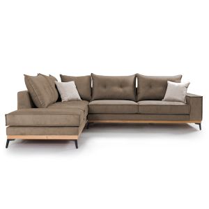 Corner sofa Luxury Ii with textile fabric, mocha color 290x235x95cm