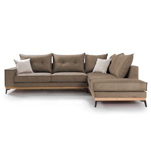 Corner sofa Luxury Ii with textile fabric, mocha color 290x235x95cm