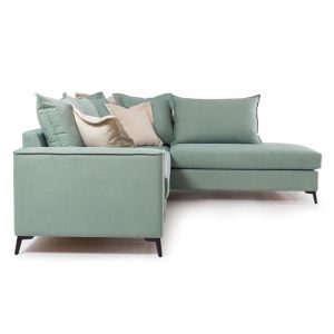 Corner sofa Romantic with light green textile fabric 290x235x95cm