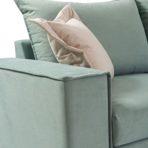 Corner sofa Romantic with light green textile fabric 290x235x95cm