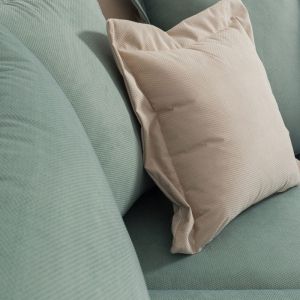 Corner sofa Romantic with light green textile fabric right corner 290x235x95cm