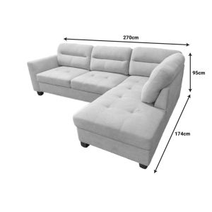 Corner sofa right Camile beige fabric 270x174x95cm