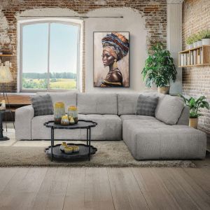 Corner sofa right Carmen silver fabric 304x242x89cm