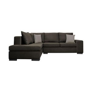 Corner sofa left New Toulouse fabric in colorful gray with mocha cushions 260x205x93cm