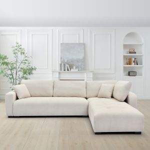 Ъглов диван обръщащ Medel Hm3288.02 екру пе плата 296x208x80всм.