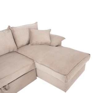 Corner sofa bed Aldo right corner with storage space beige fabric 256x91-159x87hcm Hm3276,01r