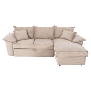 Corner sofa bed Aldo right corner with storage space beige fabric 256x91-159x87hcm Hm3276,01r
