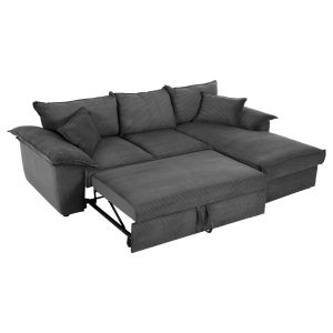 Corner sofa bed Aldo with storage space textile fabric anthracite color 256x91-159x87hcm Hm3276,02r