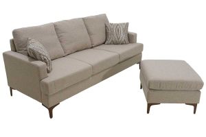 Corner sofa with beige fabric 185x140x70cm