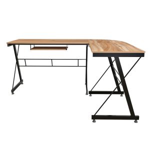 Corner office, walnut surface with metal frame 158χ120χ74cm Hm2127,02