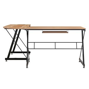 Corner office, walnut surface with metal frame 158χ120χ74cm Hm2127,02