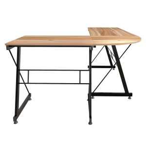 Corner office, walnut surface with metal frame 158χ120χ74cm Hm2127,02