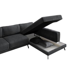 Ъглов разтегателен диван (десен) Zenora Hm3337.01r тъмно сив плат 303x214x80всм