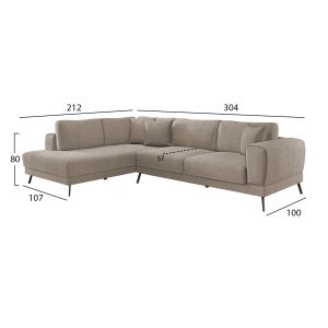 Ъглов разтегателен диван (ляв) Zenora Hm3337.03l бежов плат 303x214x80всм