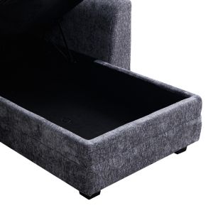 Comfie corner sofa bed with storage, dark gray, fabric, 267x159x97cm