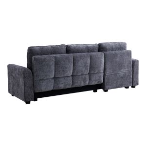 Comfie corner sofa bed with storage, dark gray, fabric, 267x159x97cm