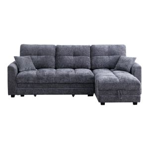 Comfie corner sofa bed with storage, dark gray, fabric, 267x159x97cm