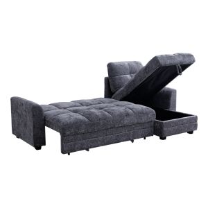Comfie corner sofa bed with storage, dark gray, fabric, 267x159x97cm