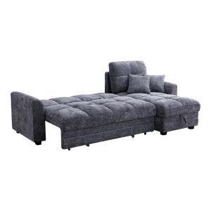 Comfie corner sofa bed with storage, dark gray, fabric, 267x159x97cm