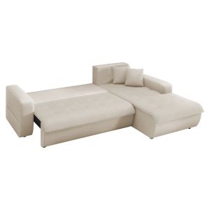 Ъглов разтегателен диван десен Kanso Hm3338.03r бежов плат 244x188x80всм.