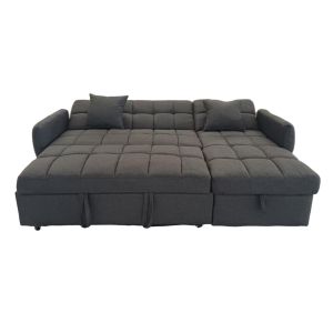 Ъглов разтегателен диван, обърнат, Nezu Hm3294.01, сив плат, 213x145x83всм.