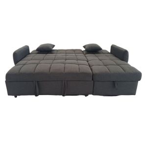 Ъглов разтегателен диван, обърнат, Nezu Hm3294.01, сив плат, 213x145x83всм.