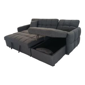 Ъглов разтегателен диван, обърнат, Nezu Hm3294.01, сив плат, 213x145x83всм.