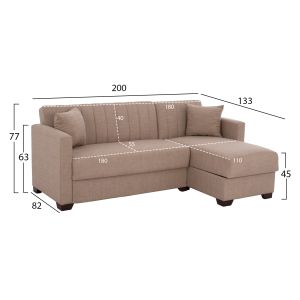 Corner reversible sofa bed in beige Hm3244,04