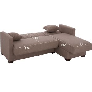 Corner reversible sofa bed in brown Hm3244,02