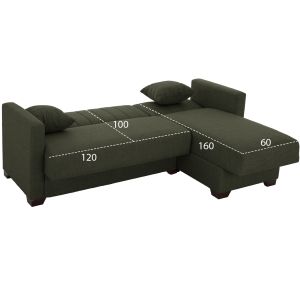 Corner reversible sofa bed in olive color Hm3244,05,