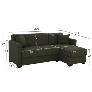 Corner reversible sofa bed in olive color Hm3244,05,