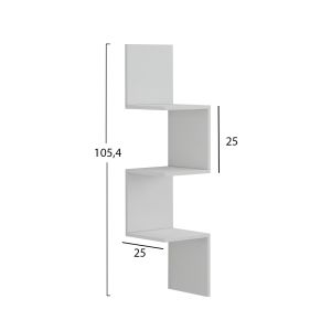 Corner shelf/wall bookcase Illusion melamine white 25x25x105.4hcm Hm8935.12