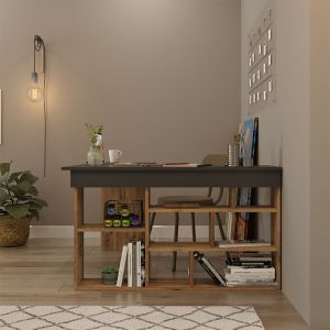 Corner desk Rosaline anthracite-oak 120x129x72cm