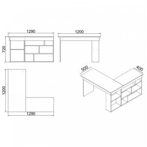 Corner desk Rosaline anthracite-oak 120x129x72cm