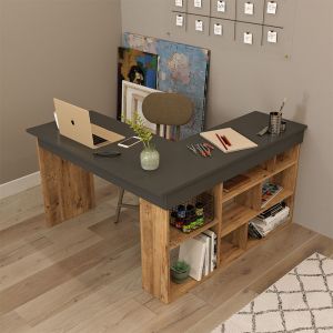 Corner desk Rosaline anthracite-oak 120x129x72cm