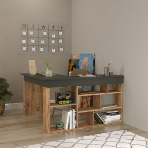 Corner desk Rosaline anthracite-oak 120x129x72cm
