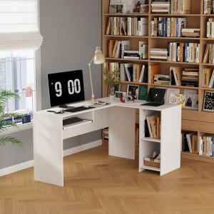 Corner desk Shig, MDF in white 140x120x75hcm Hm2135,03