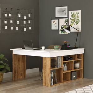 Corner desk Rosalin, white-oak color