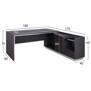 Corner office desk - right corner Rosewood 180x170x76cm Hm2086r