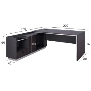 Corner office desk - left corner Rosewood 200x160x76cm Hm2112l