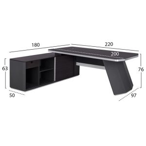 Corner office desk - left corner Rosewood 220x180x76cm Hm2083l